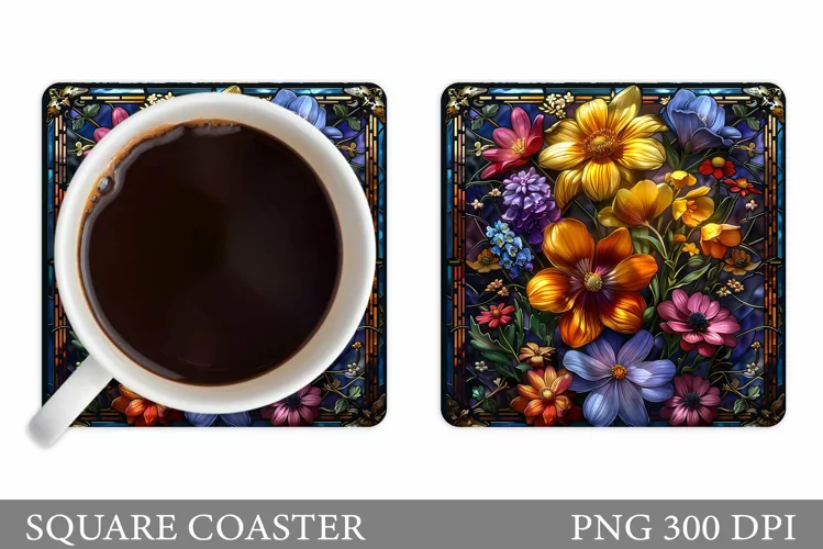 Flowers Coaster Design. Flowers Coaster Sublimation