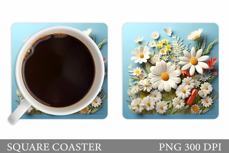 3D Flowers Coaster Design. Flowers Coaster Sublimation