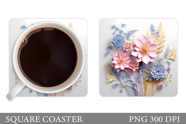 Flowers Coaster Design. 3D Flowers Coaster Sublimation example image 1