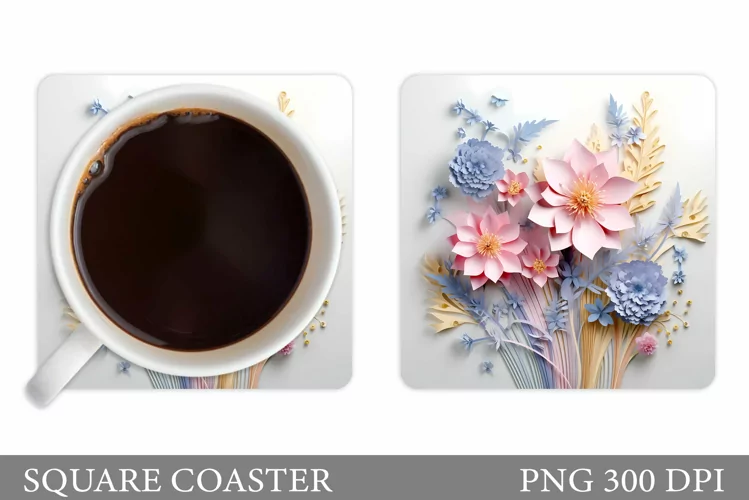 Flowers Coaster Design. 3D Flowers Coaster Sublimation