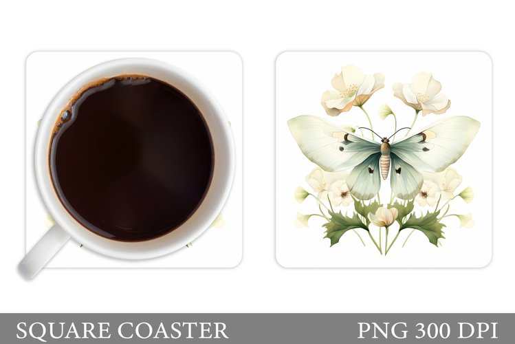 Butterfly Coaster Design. Floral Coaster Sublimation example image 1