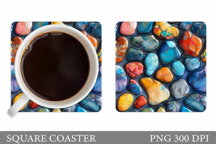 3D Stones Square Coaster. Stones Sublimation