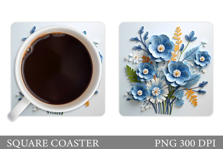 Flowers Coaster Sublimation. 3D Flowers Coaster Design example image 1