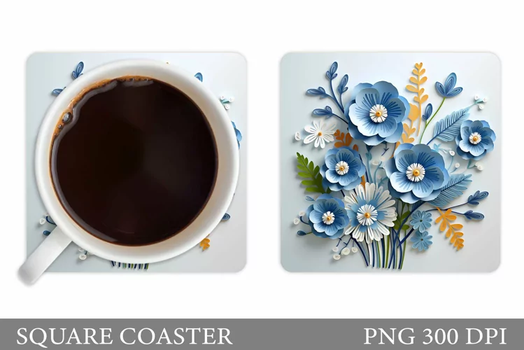 Flowers Coaster Sublimation. 3D Flowers Coaster Design