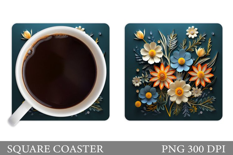 Flowers Coaster Design. 3D Flowers Coaster Sublimation example image 1