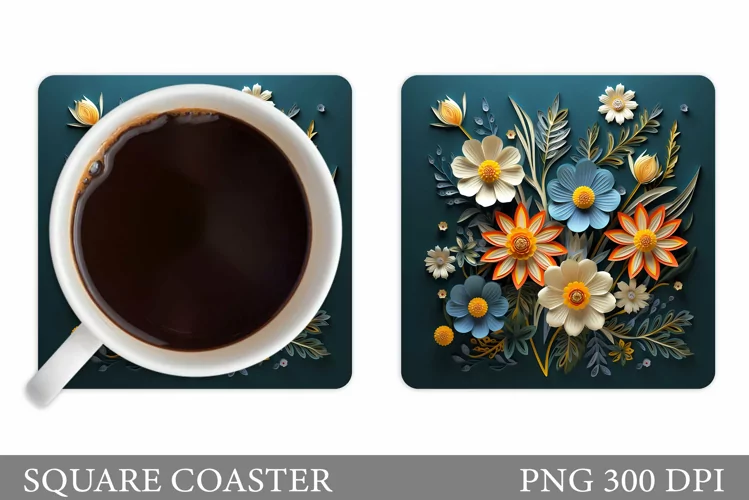 Flowers Coaster Design. 3D Flowers Coaster Sublimation