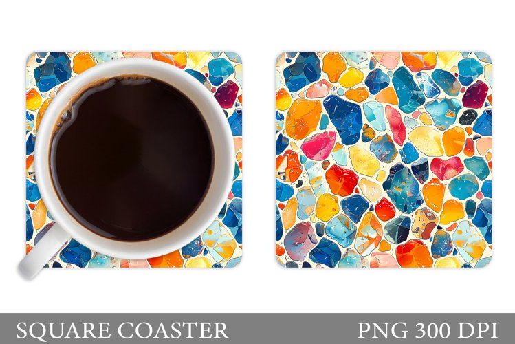 Stones Square Coaster Sublimation. Stones Coaster Design example image 1