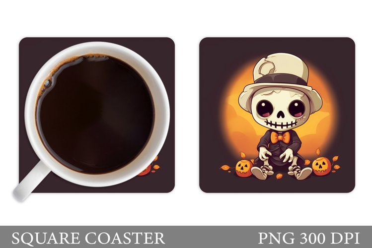 Skeleton Coaster Sublimation. Halloween Coaster Design