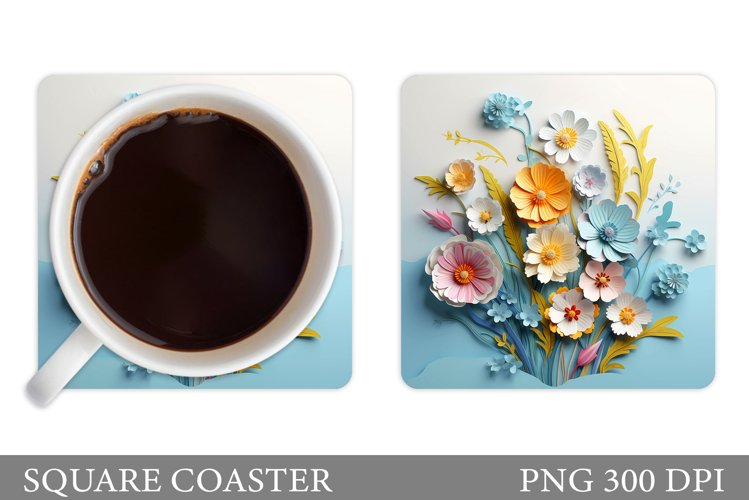 3D Flowers Coaster Design. Flowers Coaster Sublimation
