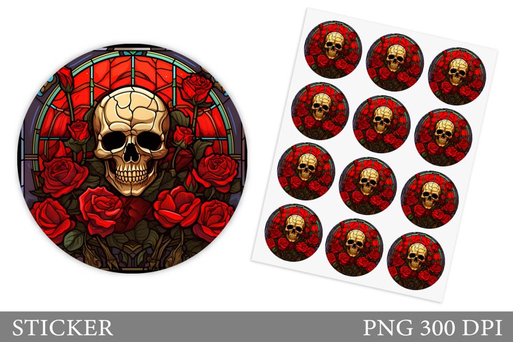 Scull Sticker Design. Stained Glass Scull Sticker example image 1