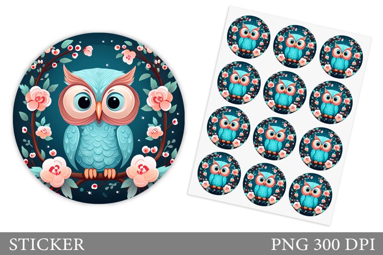 Cute Owl Sticker Design. Owl Sticker Template
