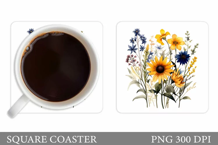 Wildflowers Coaster Design. Flowers Coaster Sublimation