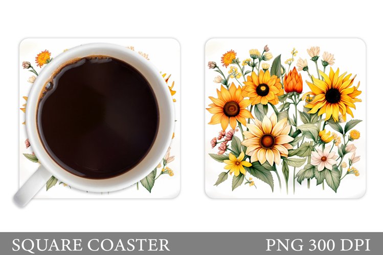 Wildflowers Coaster Design. Flowers Coaster Sublimation example image 1
