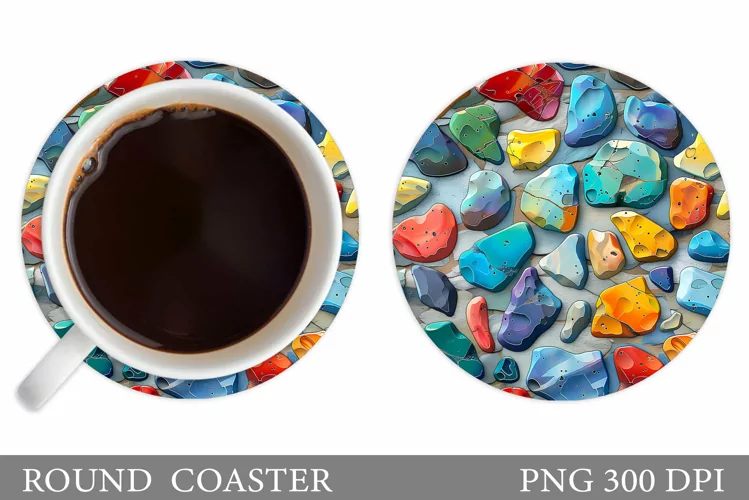 3D Stones Square Coaster. Stones Coaster Design