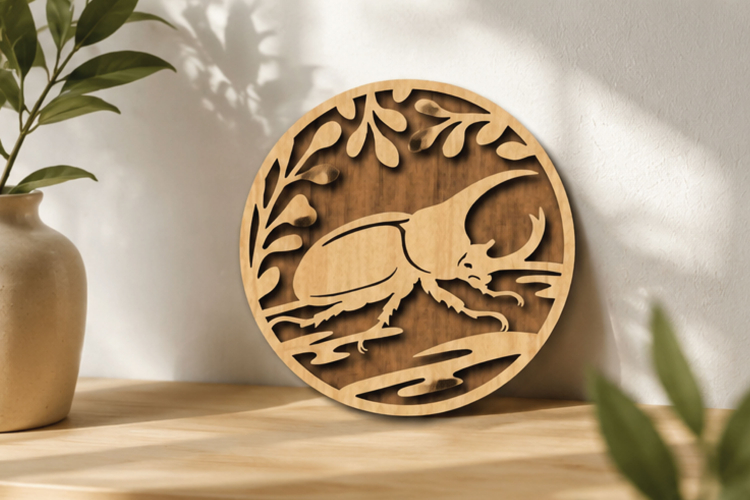 Horn Beetle Lasercut Decoration SVG