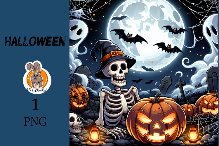 skeleton , halloween, pumpkin