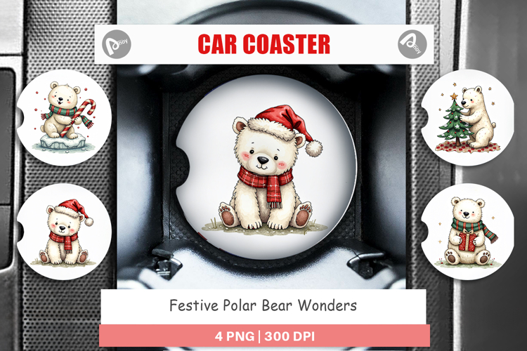 Festive Polar Wonders Car Coaster