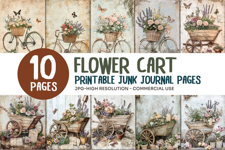 Flower Cart Junk Journal Pages example image 1