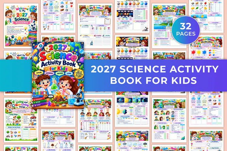 2027 Science Activity Book for Kids Kdp interiors
