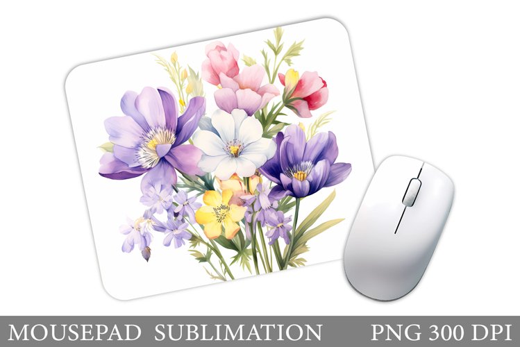 Wildflowers Mouse Pad Design. Flowers Mouse Pad Sublimation example image 1