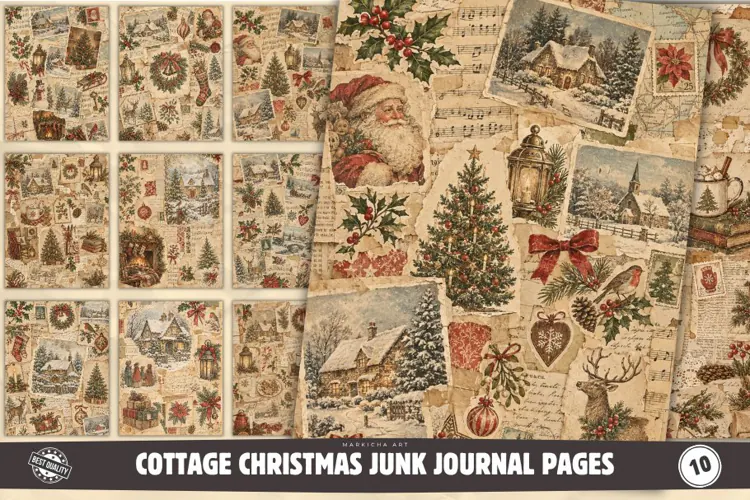 Cottage Christmas Junk Journal Pages