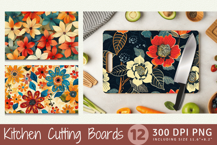 Batik Flowers Garden Cutting Boards sublimation Design