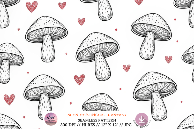 Scandinavian Mushroom Folk Rustic Paper, Digital Paper