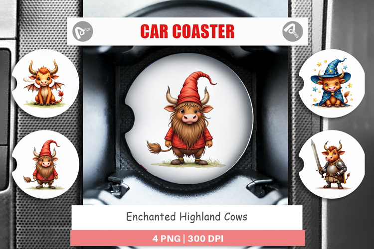 Enchanted Highland Cow Car Coaster