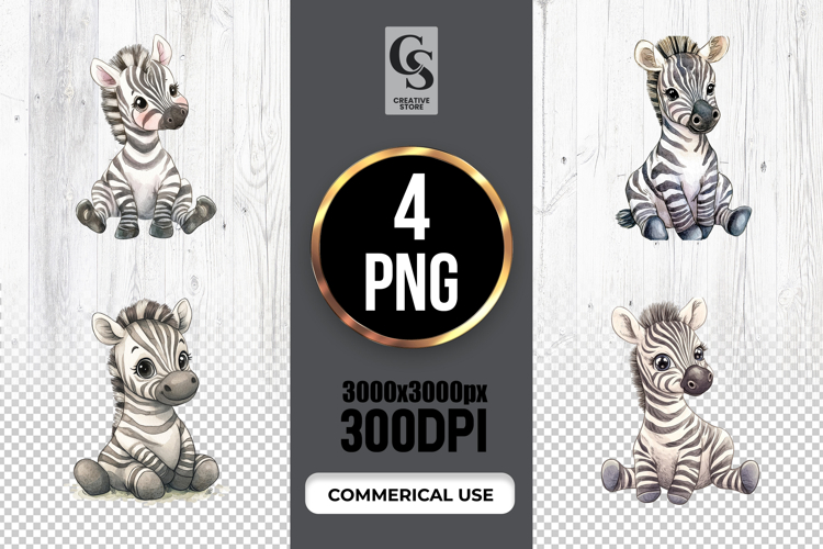 Cute Baby Zebra Jungle Animal Clipart Sublimation PNG