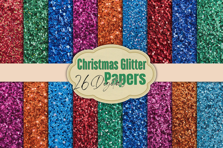 Christmas Sequin Glitter Digital Paper