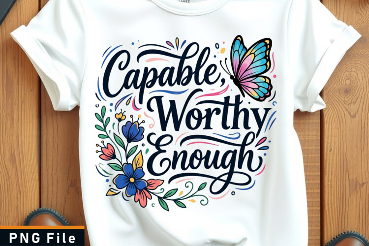 Capable worthy enough, Inspirational quotes PNG sublimation example image 1