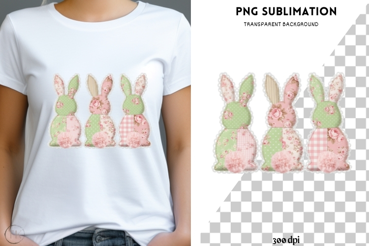 Patchwork bunnies png design for T-shirts