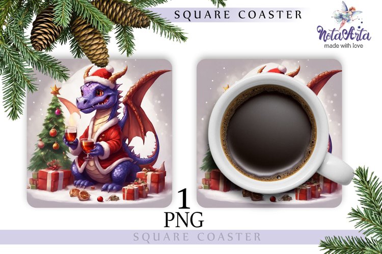 Mug coaster with dragon for Christmas
