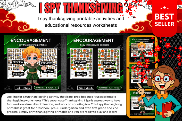 I spy thanksgiving printable worksheets & activities for kid