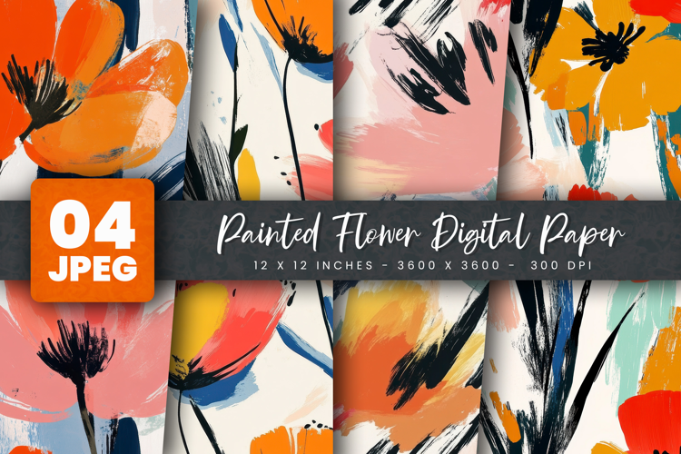 Painted Flower Digital Paper