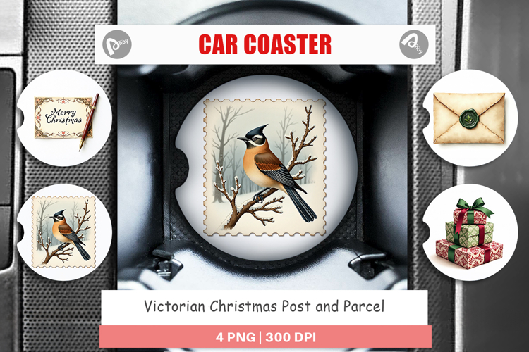 Victorian Christmas Post Car Coaster