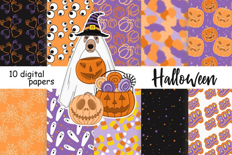 Halloween Bright PATTERN, Fall Pumpkin clipart - JPEG files example image 1