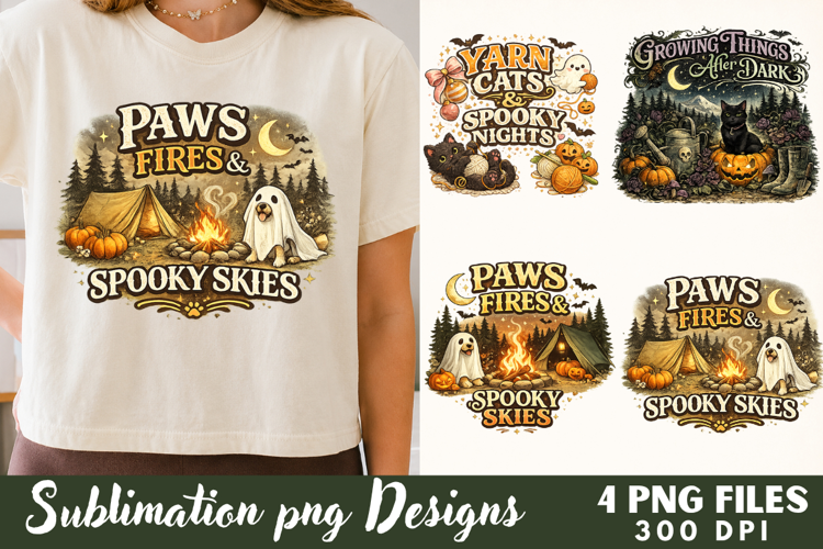 Paws Fires & Spooky Skies Ghost Dog Sublimation Files
