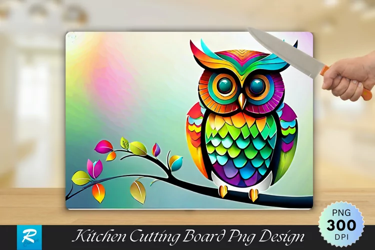 Colorful Owl Cutting Board Sublimation Design