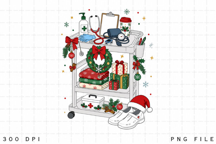 Christmas Nurse PNG Sublimation Design, MedChristmas Nurse example image 1