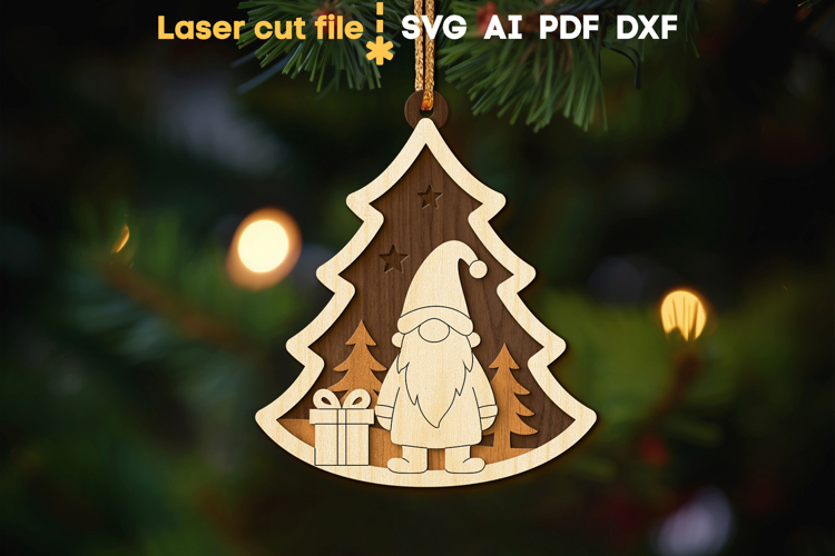 Gnome Christmas Tree Toy SVG laser cut file for Glowforge