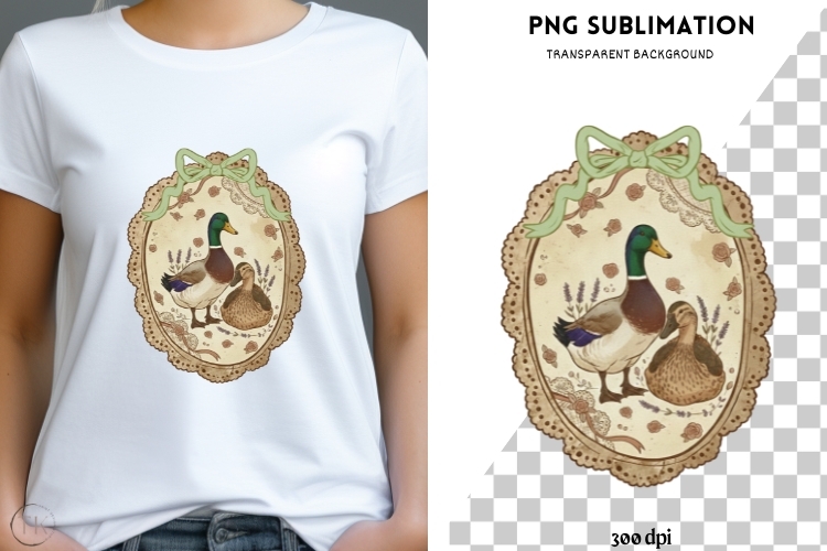 Vintage frame ducks png design for T-shirts