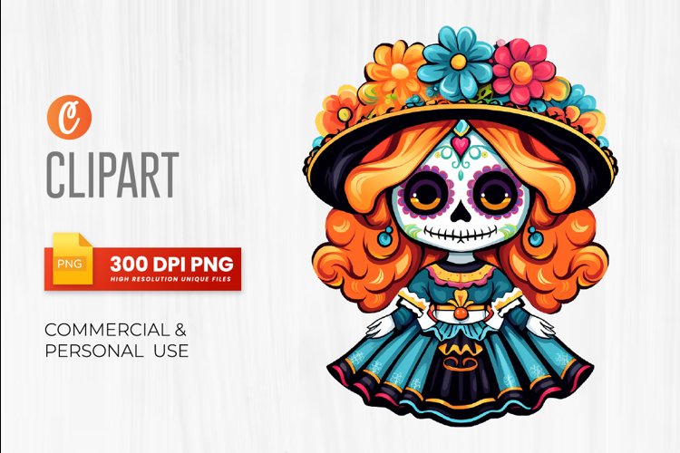 Cute dolls La Catrina Day of the dead Clipart Día (3170080)