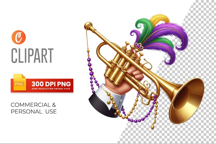 Mardi Gras Trumpet Clipart PNG (3136662)