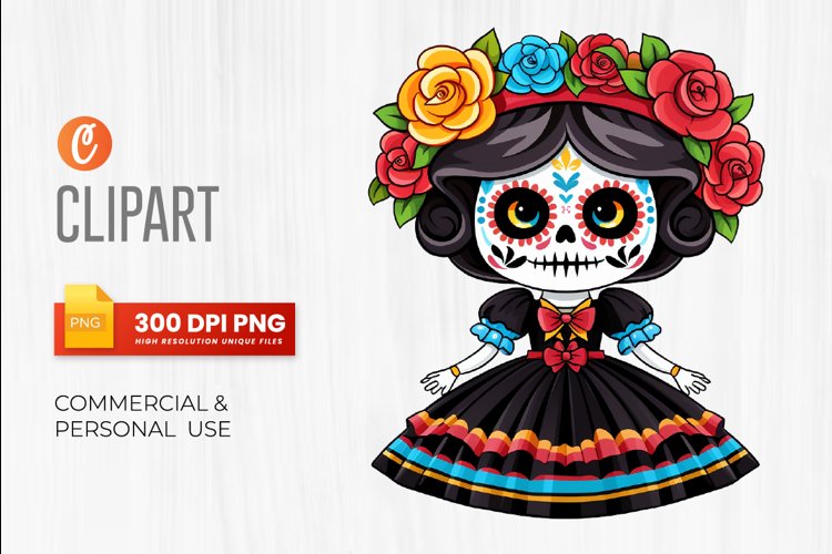 Cute dolls La Catrina Day of the dead Clipart Día (3170079)