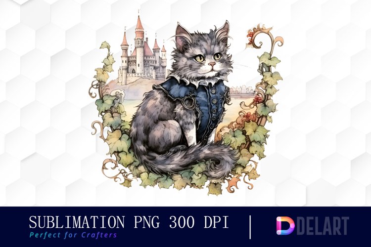 Watercolor Gothic Cat Clipart Fun