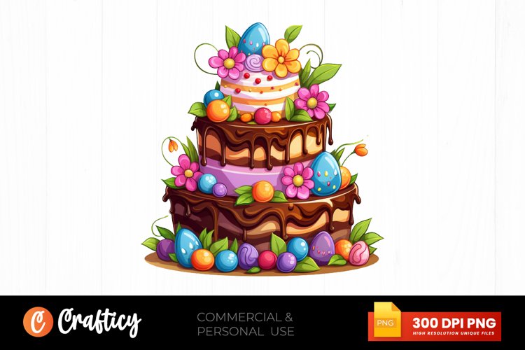 Watercolor Easter Cake Clipart PNG