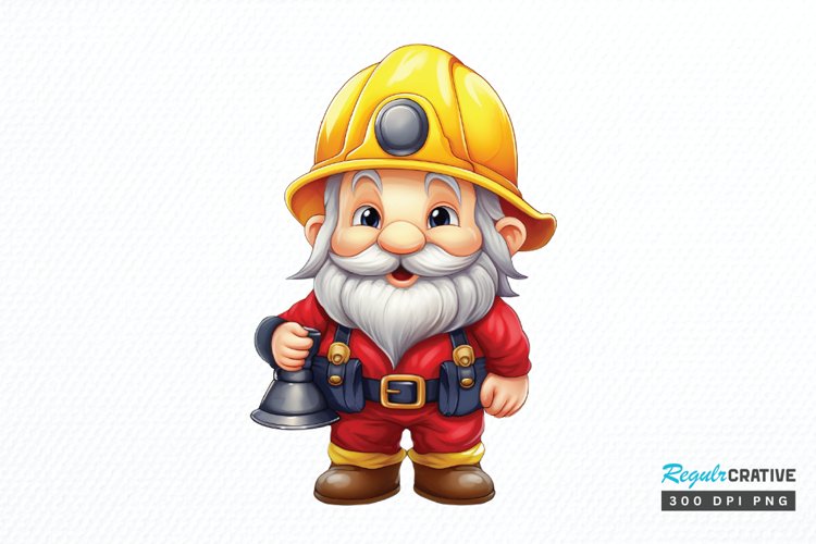 Funny Fireman Gnome Sublimation PNG Clipart