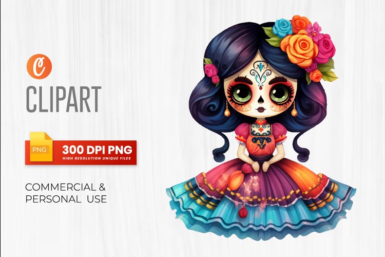 Cute dolls La Catrina Day of the dead Clipart Día (3170111)