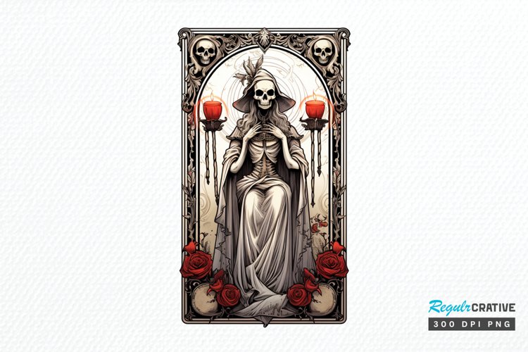 Skeleton Witch Tarot Card PNG Clipart